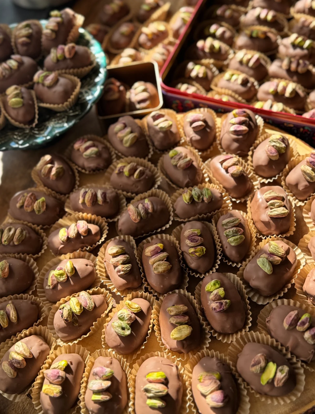 A generous tray of our pistachio chocolates